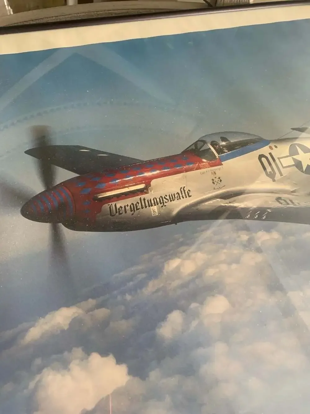 Vintage North American P-51D Mustang Vergeltungswaffe Framed Aircraft Aviation P